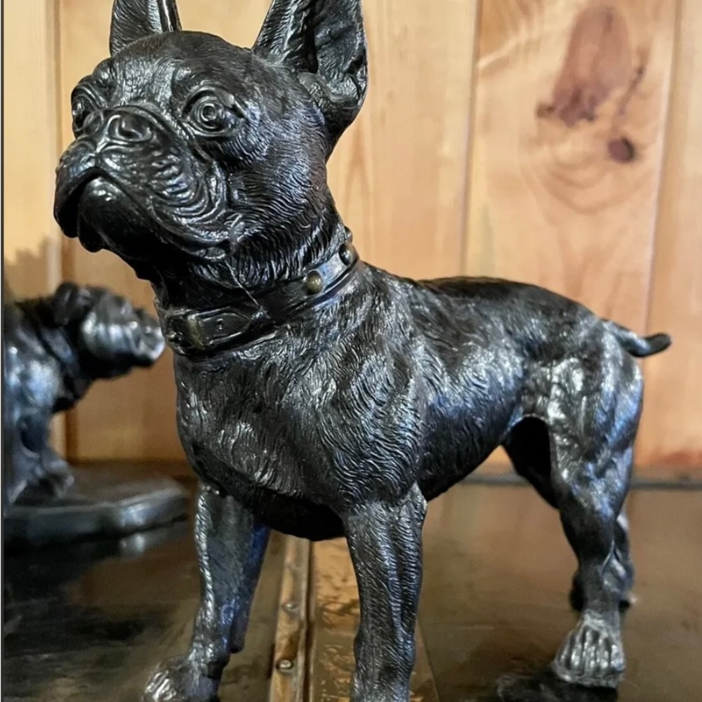 RARE Antique Cast Metal~~Bronze Finish Bulldog? French Bulldog? Boston Terrier?